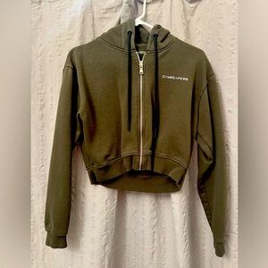Army Green Crop Hoodie